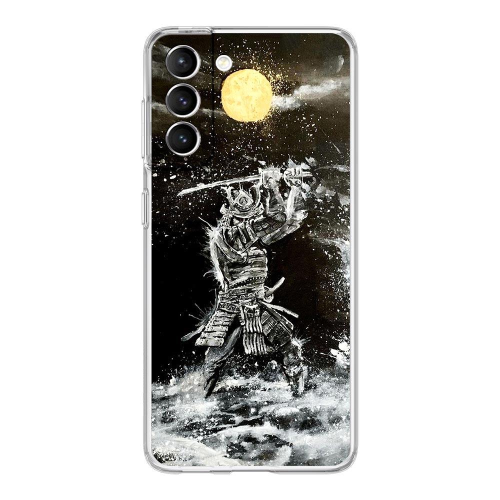 Handyhülle für Samsung Galaxy S25 S24 S23 FE S22 Ultra S20 S21 5G S10 Plus S10E Weiche Klare Hülle Japanische Samurai-Kunst