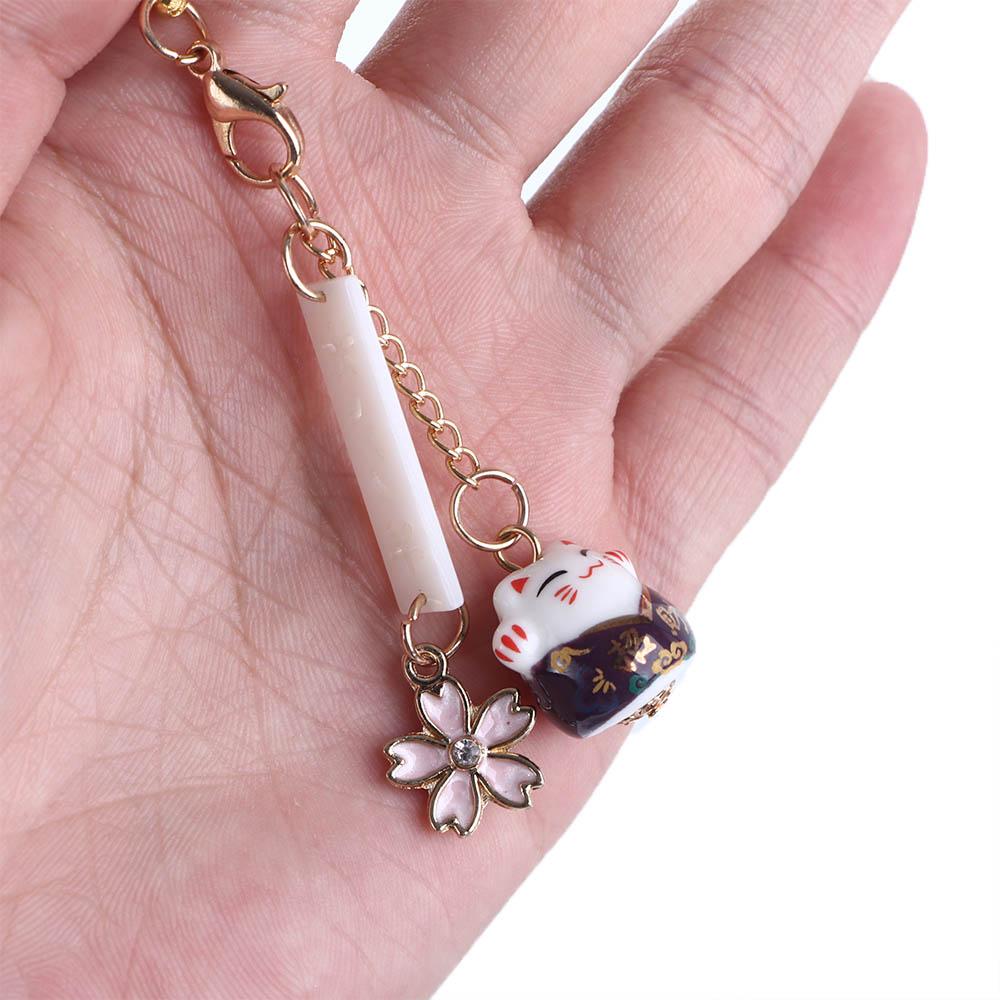 Bag Pendant Mobile Phone Lanyard Lucky Cat Keychain Maneki Neko Trinkets Mobile Phone Straps