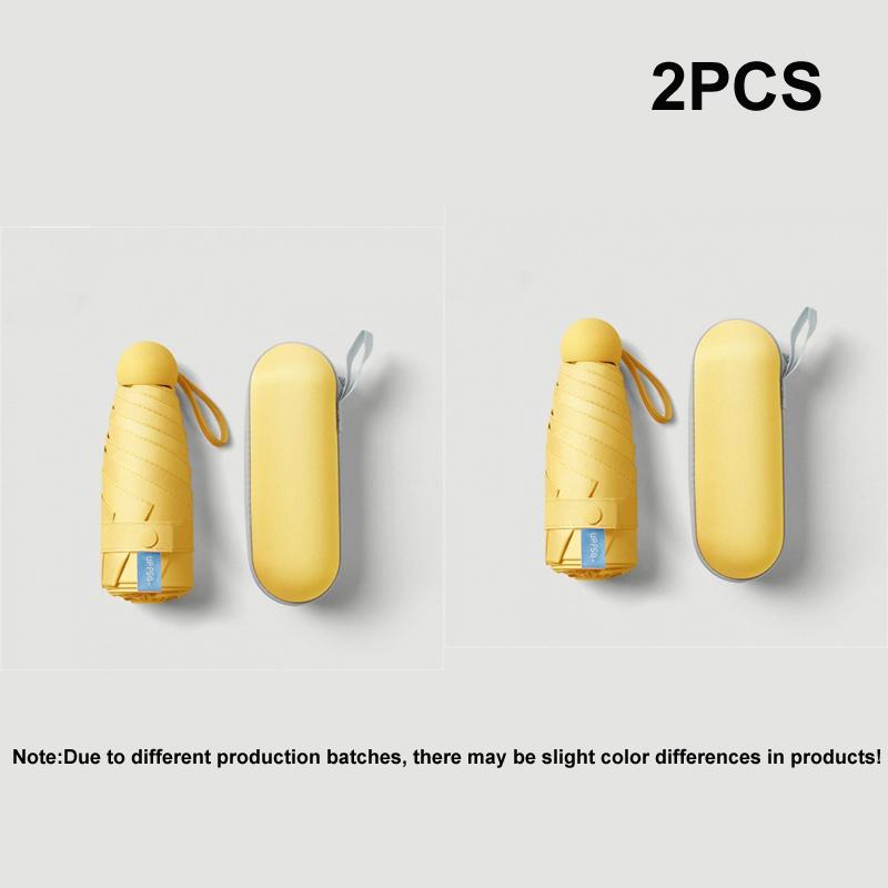2pcs Portable Capsule Umbrella With Box, Dual Use Sunshade And Rain Protection Lightweight Folding Umbrellas For Office, Travel
