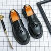 Fashion Spring New Men's Comfortable Tassel Big Toe Leather Shoes Fashion Brand Men's Pointed Toe Business Formal Le Fu Leather Shoes