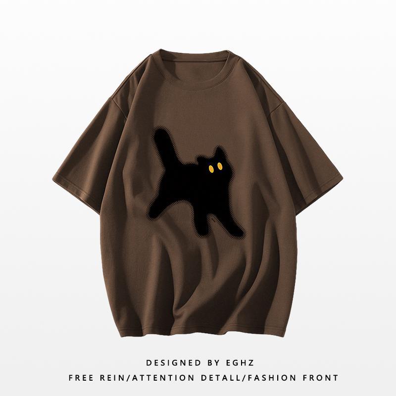 Kurzärmeliges Damen-T-Shirt Locker Lässig Dopamin Reine Baumwolle Rundhals Oberteil T-Shirts Damen