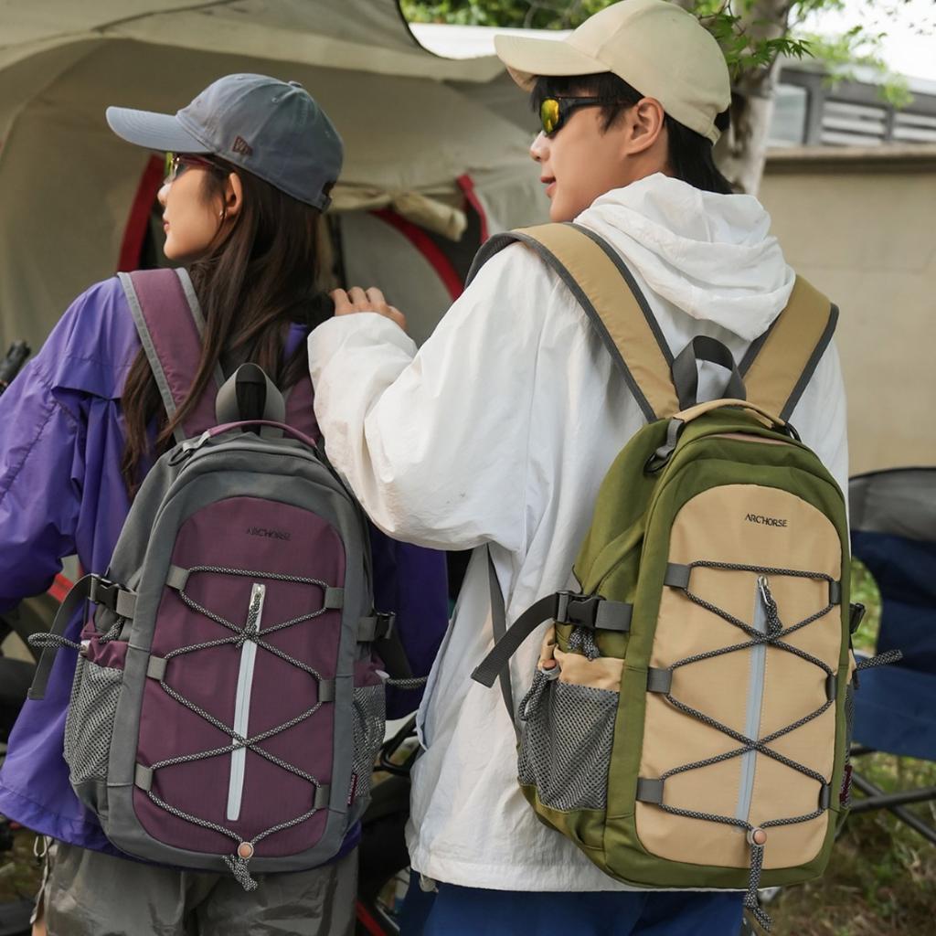 Schoolbag lemon pink wind eaves contrasting color functional backpack couple style vitality outdoor wind leisure travel hiking backpack