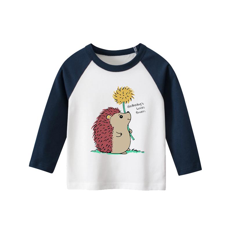 

Детская повседневная футболка с длинными рукавами и принтом для детей от 1 до 9 лет, пуловер, рубашка с круглым вырезом для детей, мальчиков и девочек, весенне-осенний лоскутный цветной топ 90cm белый