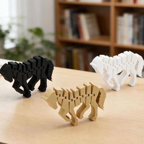 3D Printed Horse Figurine Movable Joints Stress Relief Toy Year of The Horse Ornament Articulated Fidget Toy for Desktop Bookshelf Decoration