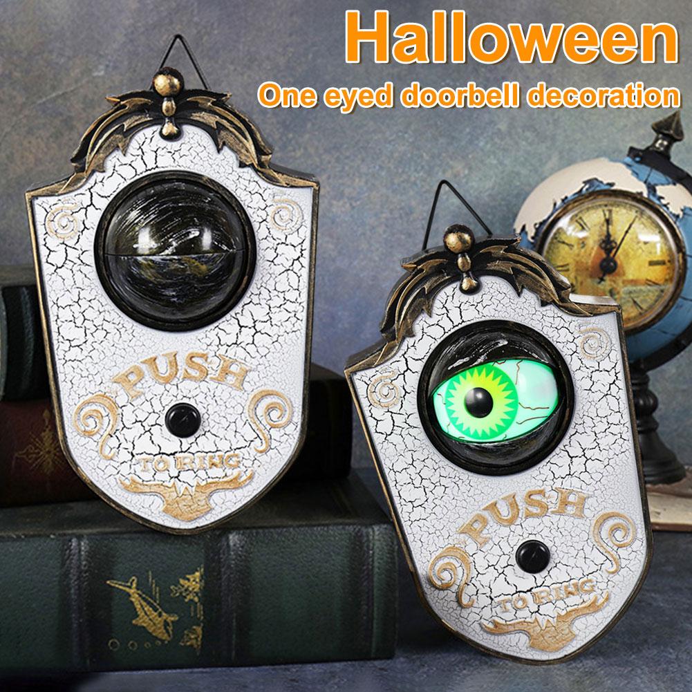 Animated Eyeball Halloween Doorbell with Spooky Sounds LED Hanging Doorbell Front Door Haunted House Halloween Decor Prank Props