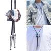 Mens Western Shirt Collar Necktie American Bolo Tie Indian Head Feathered Pendant Cowboy Necklace Jewelry Shirt Chain