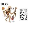 Waterproof Holiday Window Film Halloween Clings, Pumpkins Skeletons Ghosts And Bats Print Decorative Indoor Outdoor Glass Ornaments