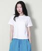Deumakeu Plain Semi-Crop Short Sleeve T-Shirt Ivory