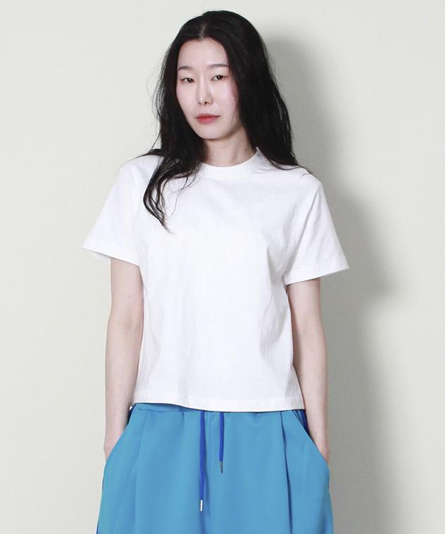 Deumakeu Plain Semi-Crop Short Sleeve T-Shirt Ivory