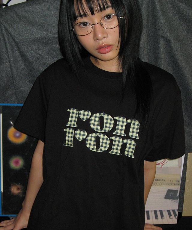 RONRON Pattern Logo Basic Fit T Shirt Black Yellow