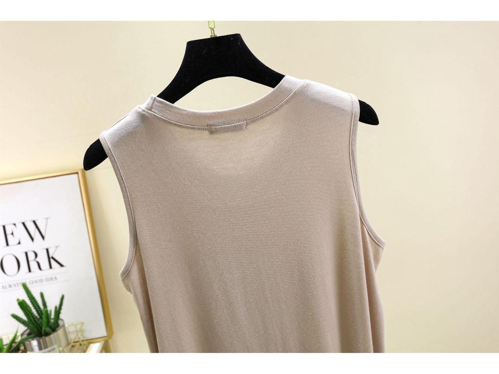 Letnia Bezrękawnikowa Kamizelka z Okrągłym Dekoltem i Nadrukiem z Modal