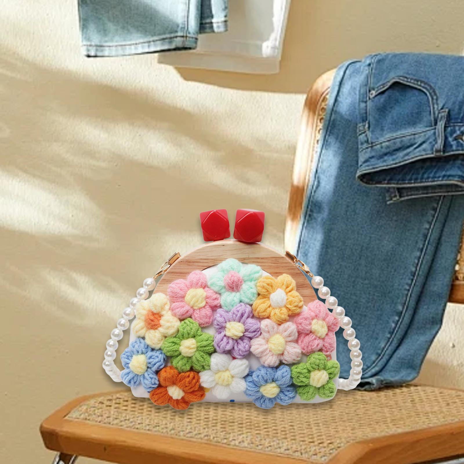 Вязаная сумка Модная женская с бисерным ремешком Сумка-тоут Милый кошелек Сумка через плечо белый 2336₽