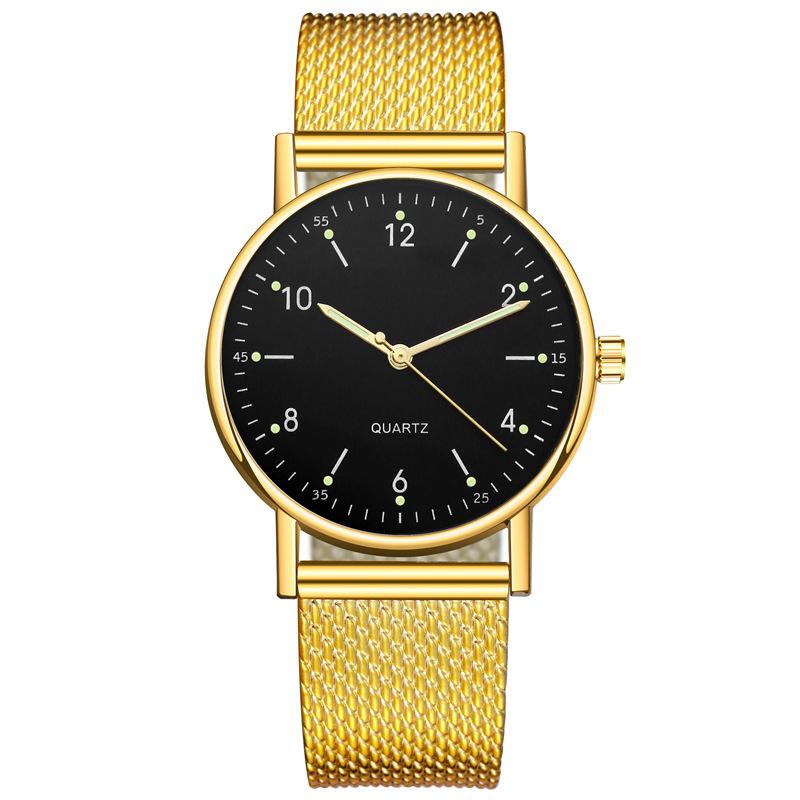 Modische leuchtende Uhr Damen-Kleber-Netzarmband Quarz-Uhr Damen-Uhr Nischen-Damen-Uhr