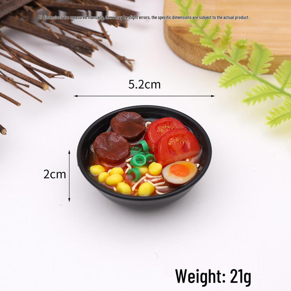 Mini Japanese Ramen Bowl Pendant - Creative Food Model Toy with Seafood Noodles