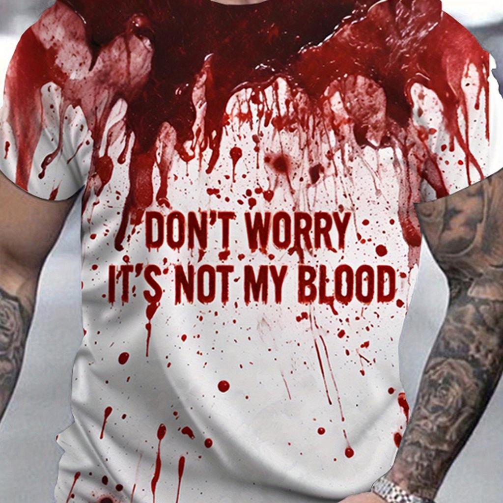 Tricou Casual cu Mânecă Scurtă pentru Bărbați cu Imprimeu 3D Design Horror, Gât Rotund, Țesătură din Poliester Respirabilă Pentru Vară