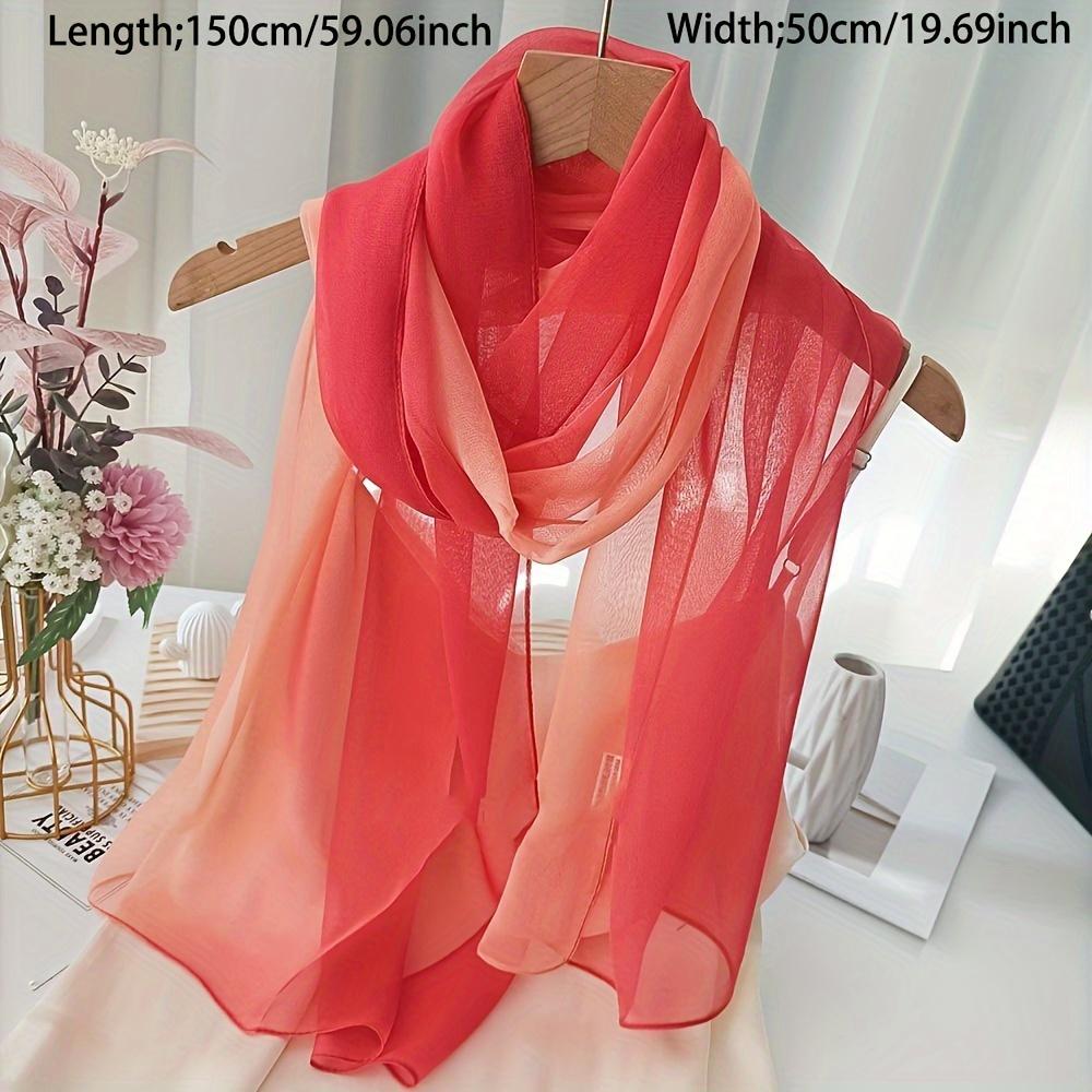 Yiran Shoe Industry Women's Gradient Color Print Design Silk Scarf Shawl Elegant Headscarf Convinient Bandage Hijabs Chiffon Muslim Wrap Scarves