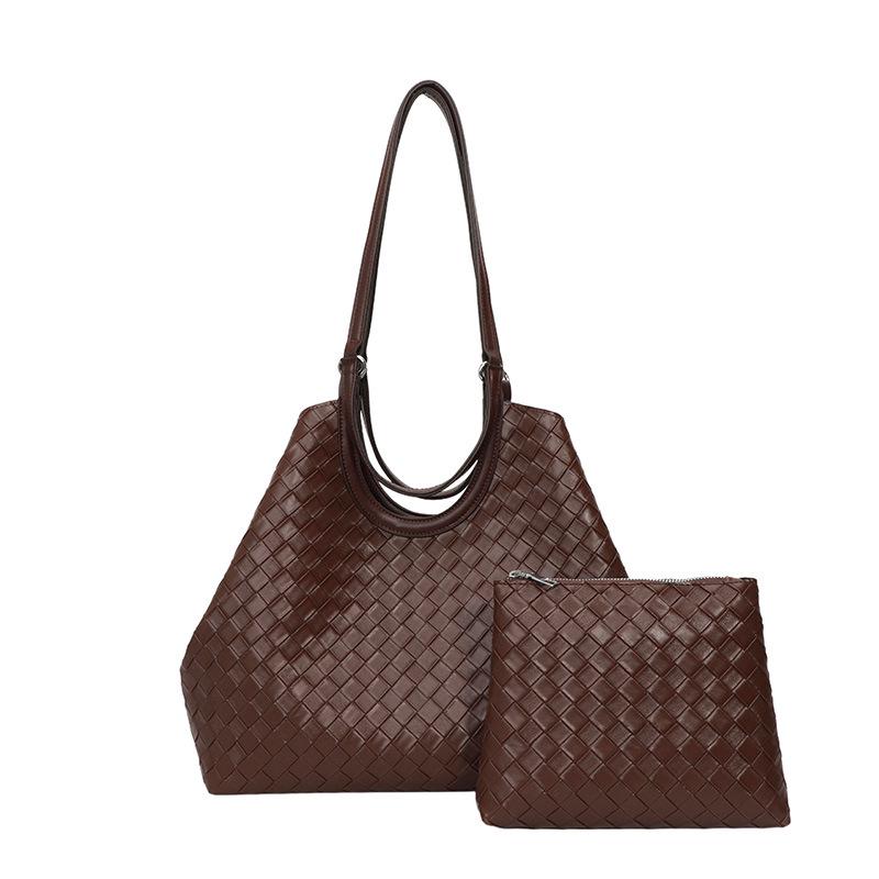 

Женская вязаная сумка-тоут 2025 - Большая, Простая для поездок на работу, Набор Мать-ребенок , Сумка через плечо с большой вместимостью кофейный