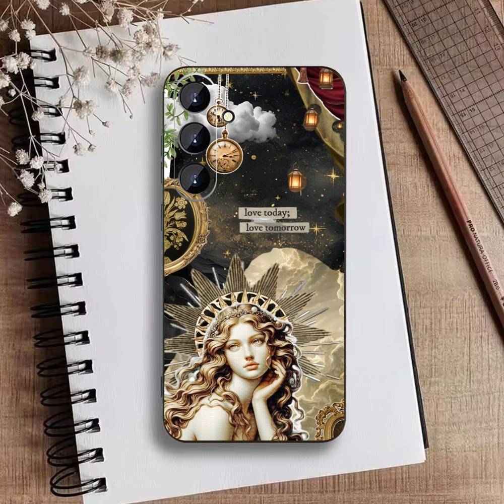 Dark Ornate Collage Art Phone Case For Samsung Galaxy A73,A21s,A22,A31,A52,A53,A71,A41Soft Black Shell