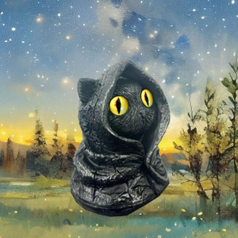 Mysterious Hooded Cats Fiqurines Gotik Black Cats Statue Halloween decors Whimsical Kitten Sculpture Shelf Accent Gift