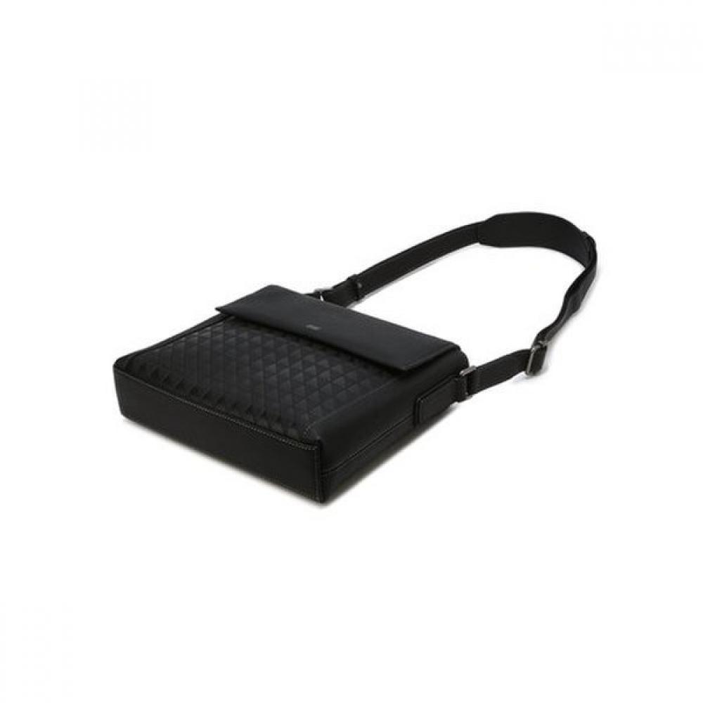 Daks Black Leather Crossbody Bag With Grid Pattern Dbba4f263bk