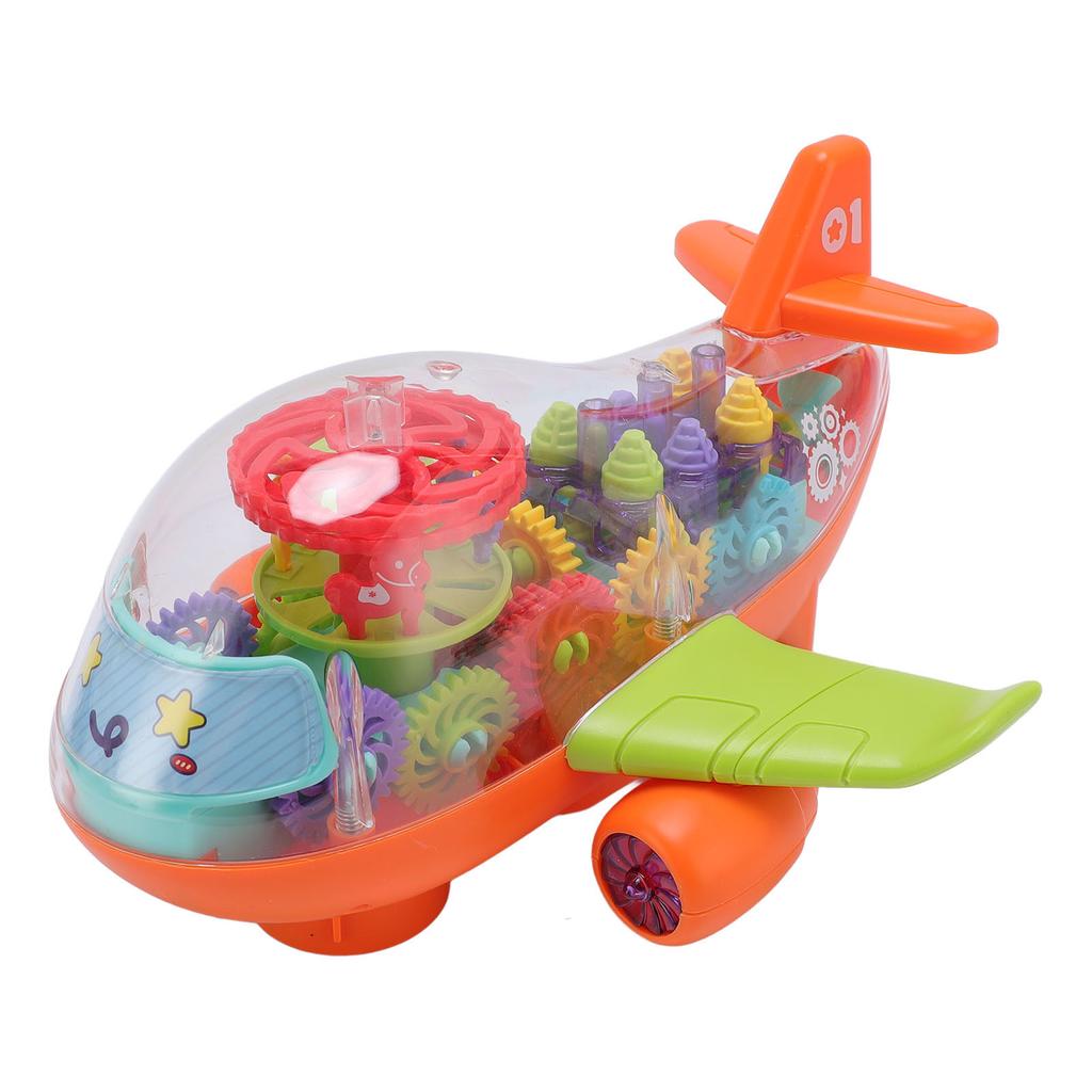 Children Electric Airplane Toy Universal Simulation Airplane Model Transparent Gear Airplane Toy wit