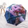 Elsa Frozen Princess Automatic Folding Umbrella - 3 Folding Design, Vivid Cartoon Pattern, Suitable for Outdoor Activities, A Gift for Fans
