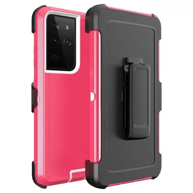 3-in-1 Military Armor Shockproof Phone Case For Samsung S25 S24 S23 S22 S21 S20 Ultra Plus Note20 Otter Case Box Belt Clip Cover