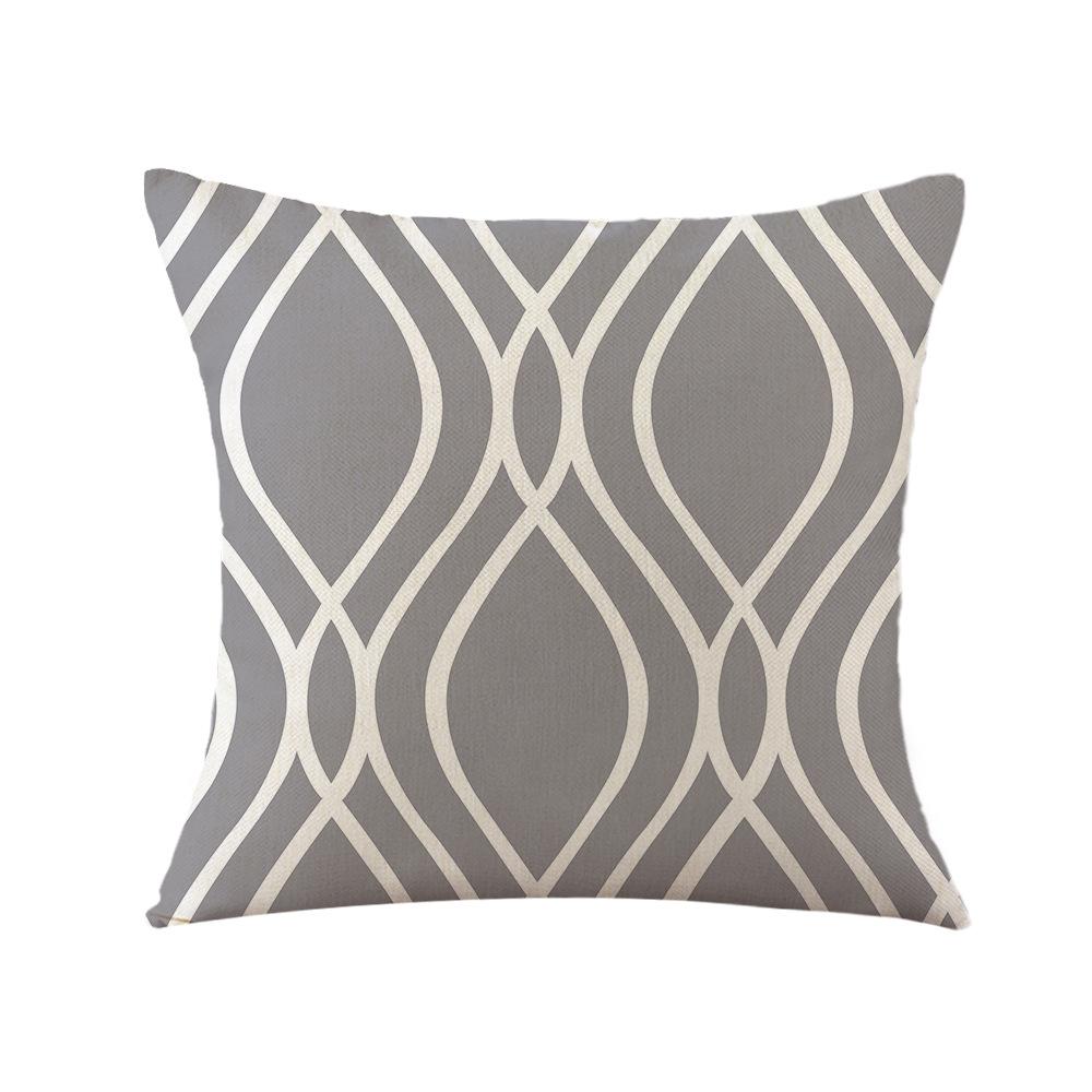 Modern Simple Geometric Pillowcase Gray and White Lines Abstract Linen Print Pillowcase Home Cushion