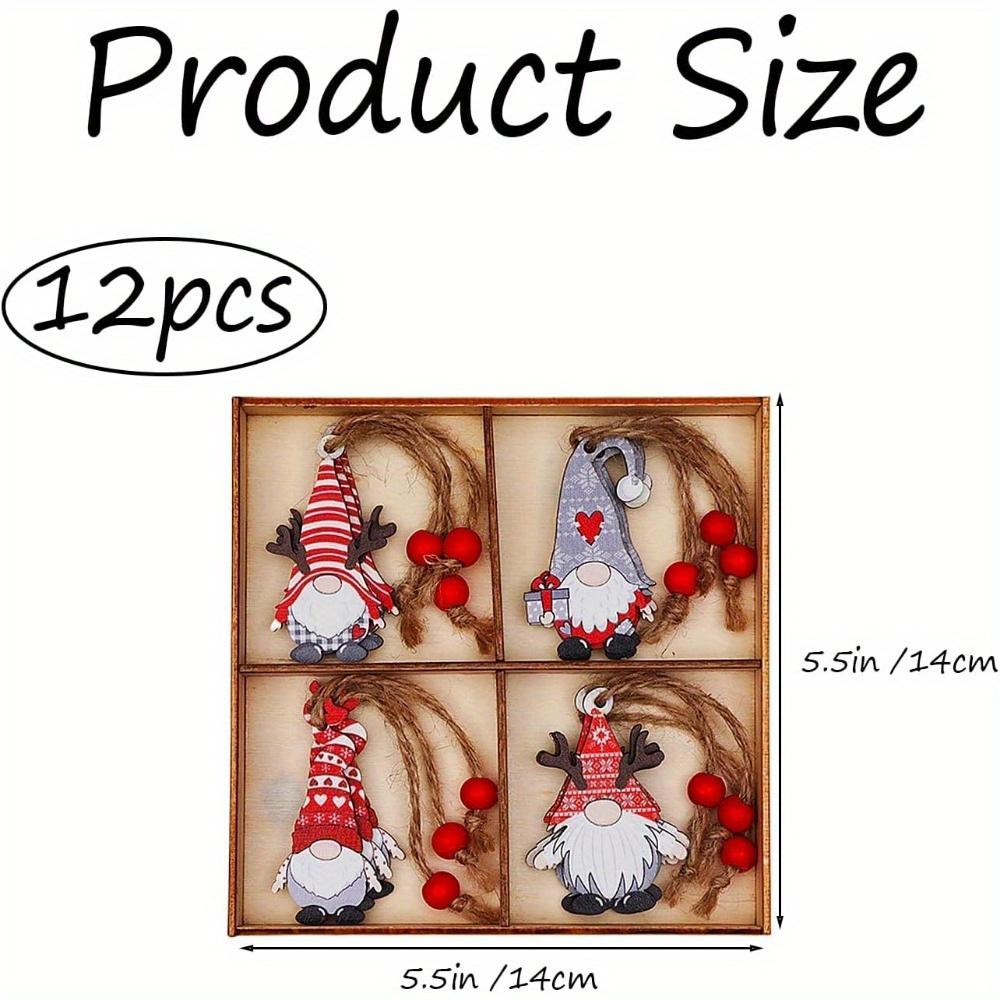 12pcs Christmas Decorations - Colorful Wooden Gnome Pendants for Tree, Festive Hanging Ornaments, Holiday Gnome Crafts, Party Decor