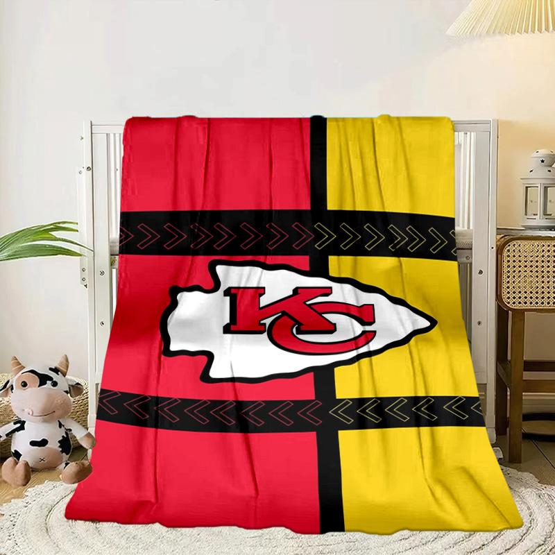 Kansas City Chiefs Logo Portable Blanket/Soft Blanket Bedding Blanket Suitable for Travel Camping Living Rooms Offices Sofas Fan Gifts
