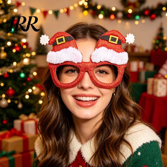 Occhiali di Natale con Montatura Flessibile, Montature Scintillanti per Feste, Cappello di Babbo Natale, Costume Albero, Pupazzo di Neve, Orso, Occhiali Divertenti per Bomboniere
