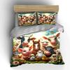 Farm Animals and Nature Cartoon Design Print Bedding Set Duvet Cover Pillowcases (1* Duvet Cover 2* Pillowcases Do Not Include Comforter)