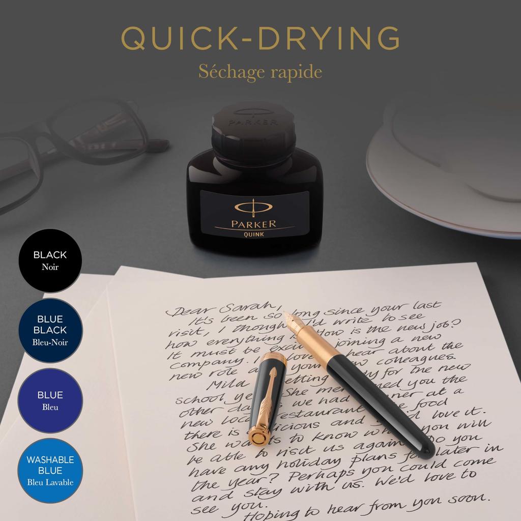 PARKER Quink Black Bottle Ink S1162110 57ml Imported (Genuine Product)