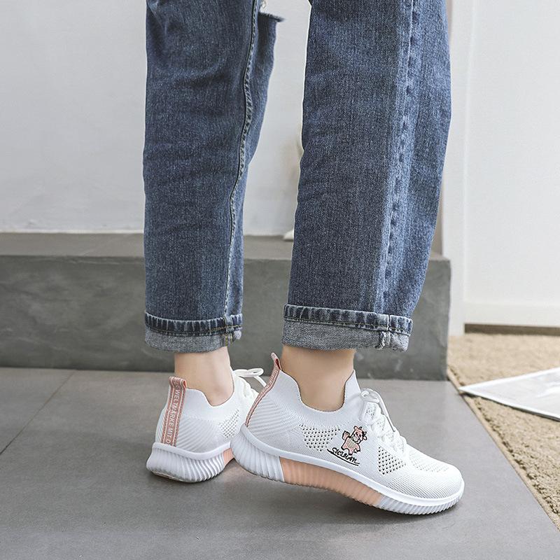 Spring and Summer New Fashion Women's Shoes Breathable Running Women's Shoes Mesh Sports Shoes Spring All-match Casual Net Shoes White Shoes