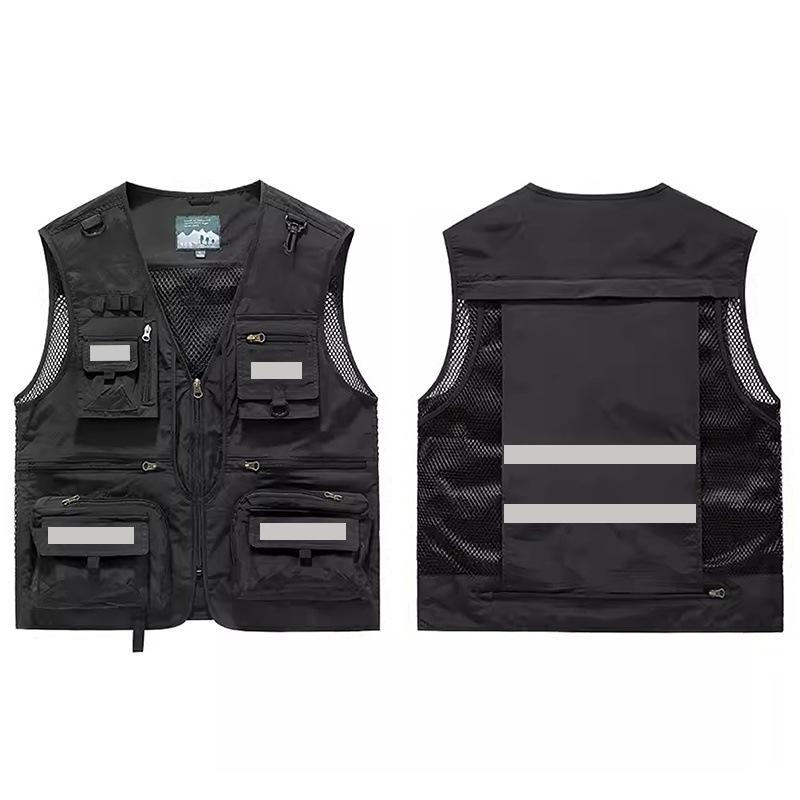 Individuelle reflektierende Arbeitsweste mit mehreren Taschen für Damen und Herren, geeignet für alle Jahreszeiten und ideal für Gruppenkäufe & Fotografie.