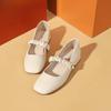 Mary Jane Women's Shoes Summer Medium and High Heel French Evening Style Small Leather Shoes Thin Single Shoes