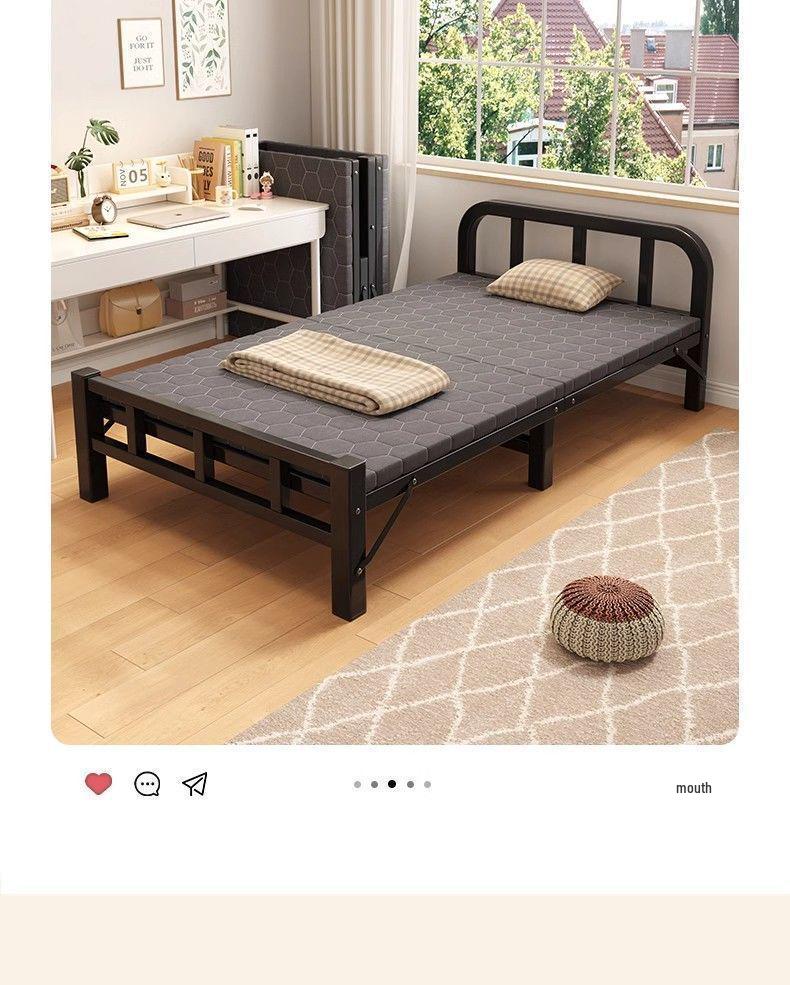 Portable Folding Iron Bed for Outdoor and Dormitory Use