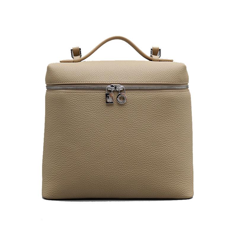 Leather Double-shoulder Crossbody Bag, Leather Box Bag, Lunch Box Bag. Fashionable, Versatile, Elegant and Simple Bag for Women