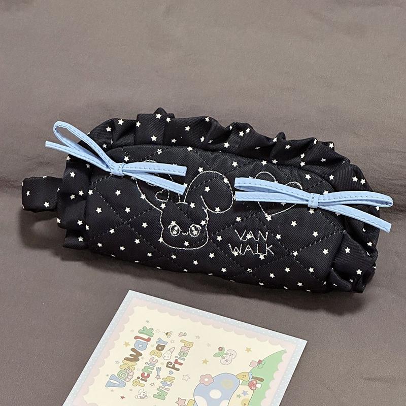 

High-Value Cute Dumpling Pencil Case For Girls Large-Capacity Cosmetic Bag Student Cartoon Print Stationery Storage Bag чёрный