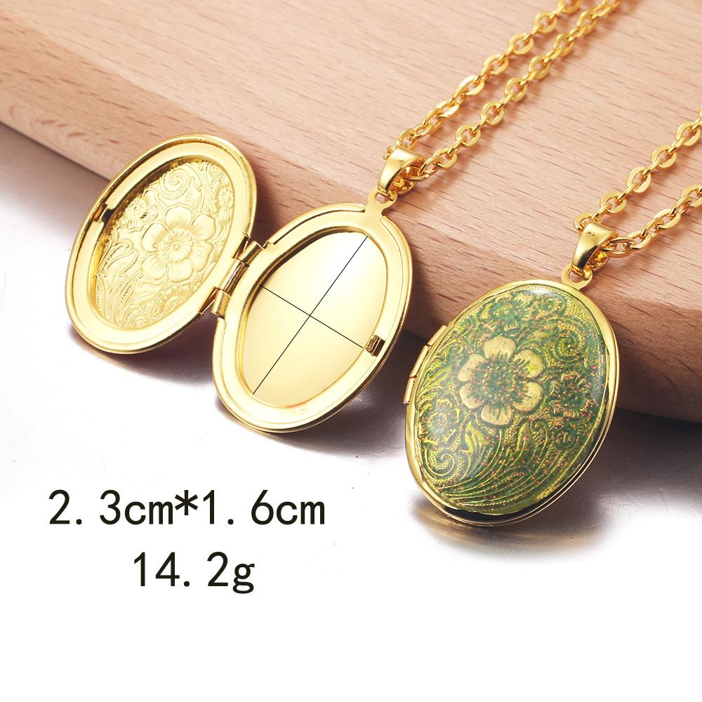 Golden Locket Pendant Mood Necklace Emotion Women Men Lovers Photo Frame Box Choker Necklaces Fashion Love Enamel Jewelry
