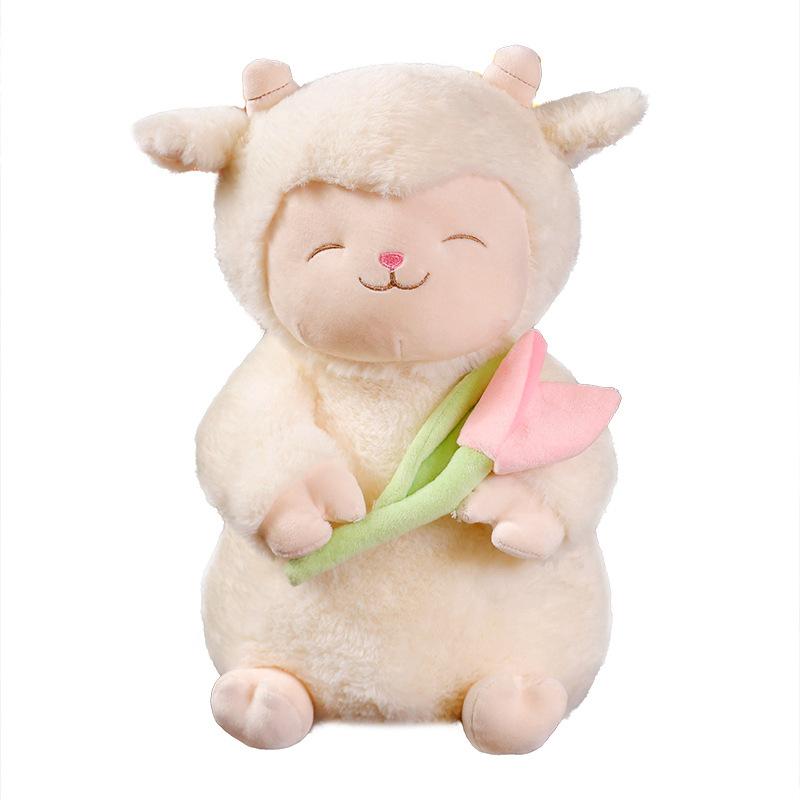Cute Tulip Sheep Sheep Baa Doll Plush Toys Holding Flower Sheep Doll Children's Soothing Doll Gift