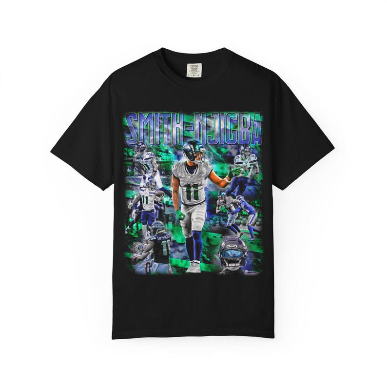 

Jaxon Smith-Njigba 11 Seattle Football Collage Unisex T-Shirt Vintage Style Graphic Tee XXL