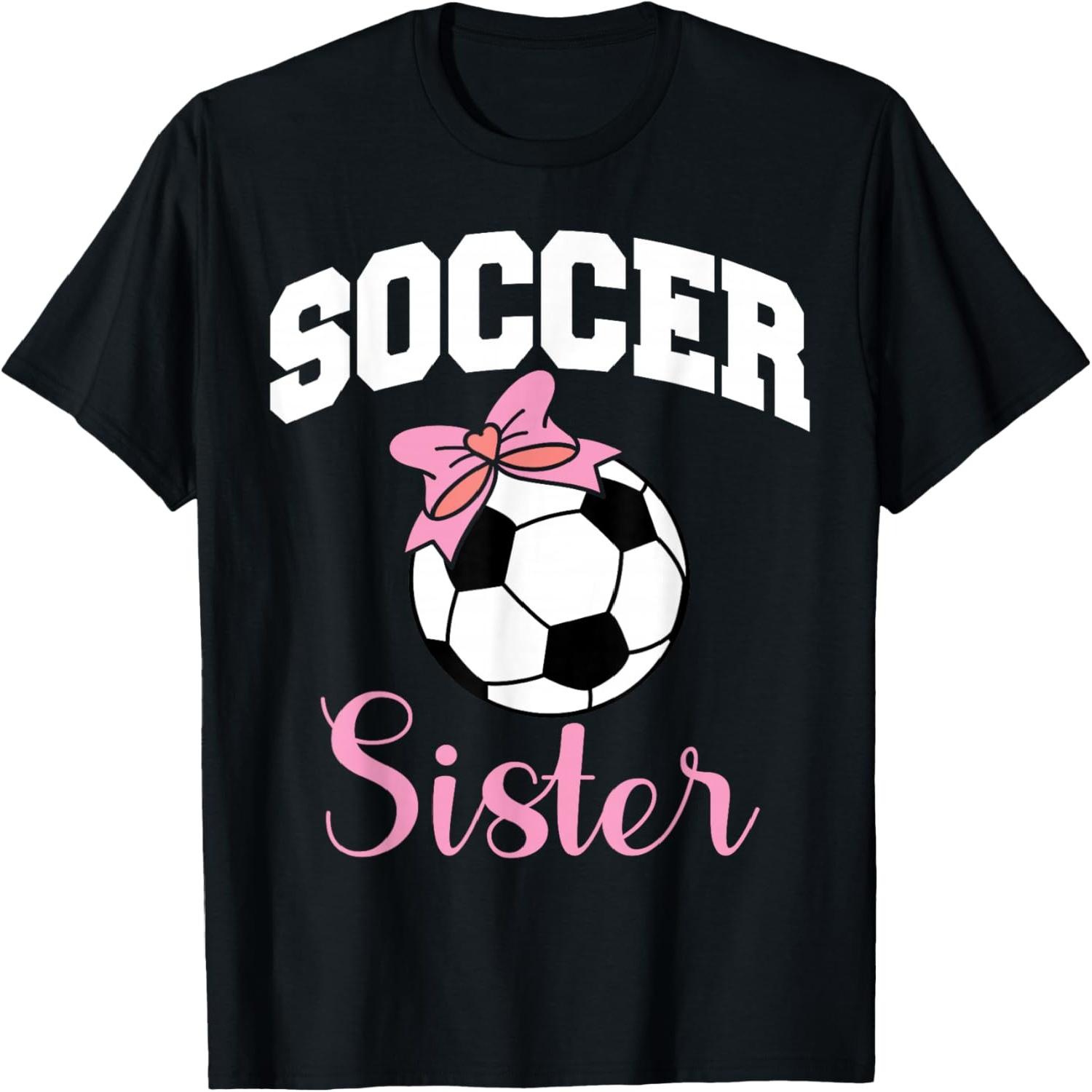 Soccer Sister Cute Bow Soccer Ball T-Shirt S