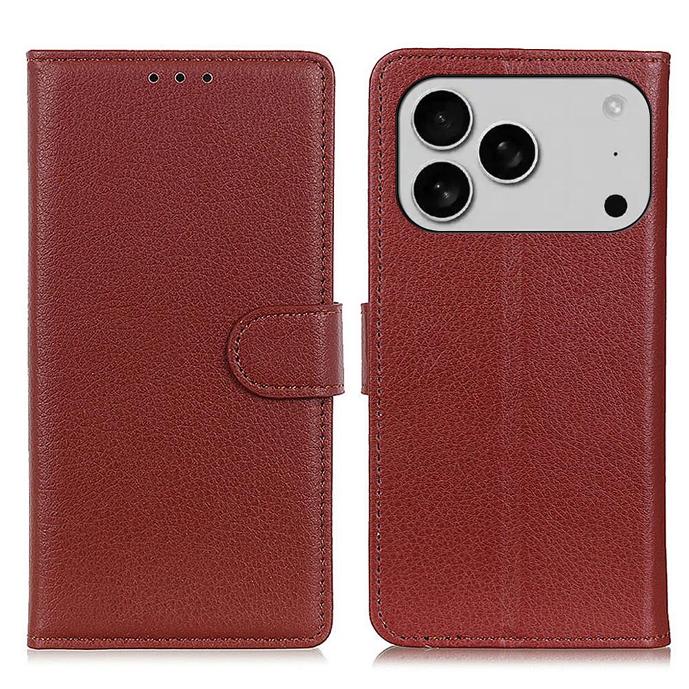 For iPhone 17 Pro Max Wallet Case PU Leather Phone Cover Litchi Texture