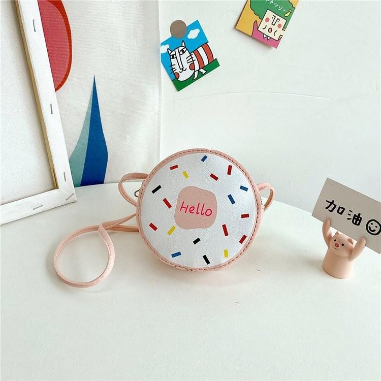 Design Cartoon Donut Children Crossbody Bag With Adorable Letter Image Daily Use