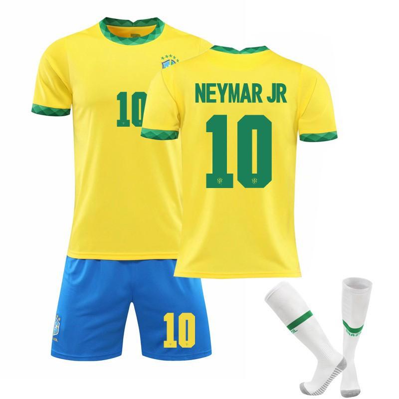 Heim Gelb Mit Socken 10 Neymar 20 Vinicius Fußball Uniform Set 26#