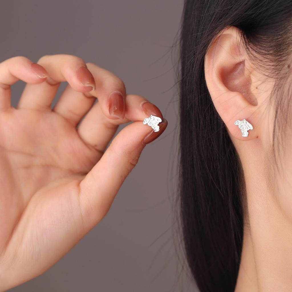 Beixi Sterling Silver Melody Cartoon Stud Earrings - Simple, Delicate, Fresh Niche Jewelry