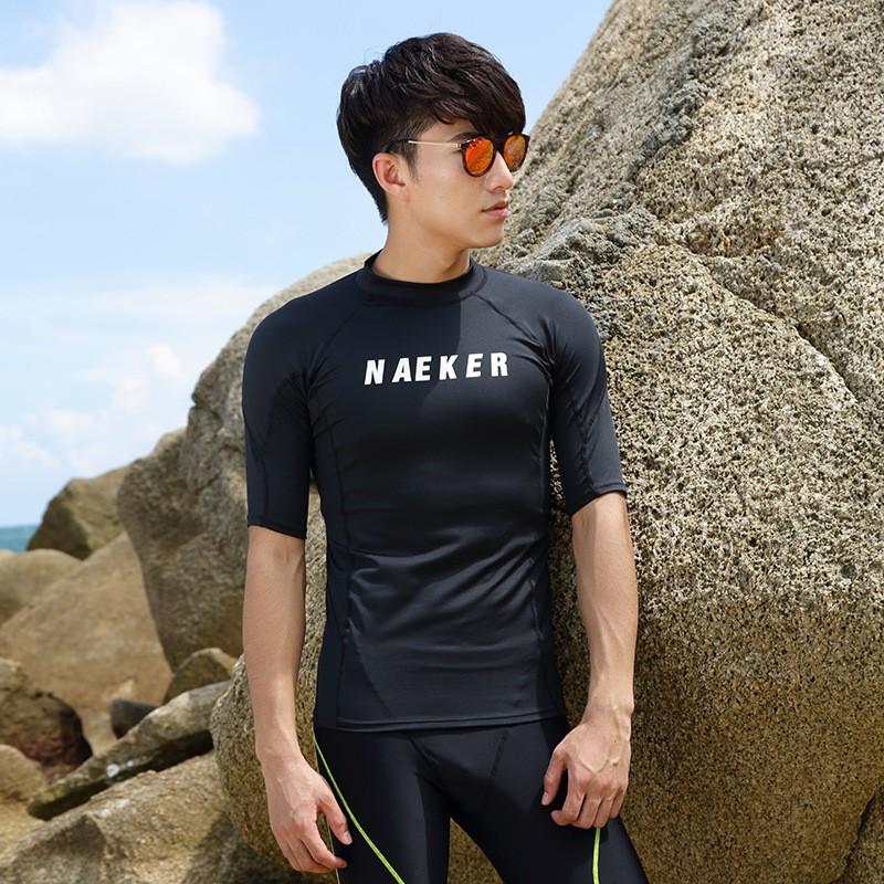 Mens Short Sleeve Rash Guard Set UV Protection Swimwear Snorkeling Diving Surfing Outdoor Water Sports