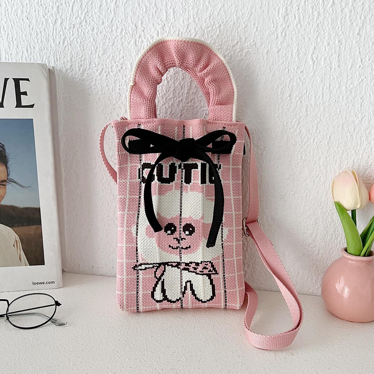 Нишевый дизайн Милая мультяшная мини-вязаная сумка для мобильного телефона Универсальная маленькая портативная сумка-мессенджер для поездок на работу Маленькая квадратная сумка 2098₽