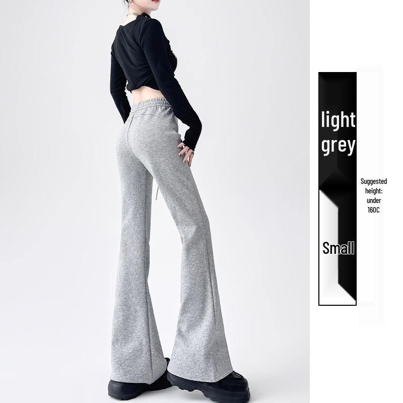 

Темно-серые брюки микро-клеш с высокой посадкой для миниатюрных - Повседневные, стройнящие, с дизайном подкова для весны/осени (145XS/150). L (106-115 jin)